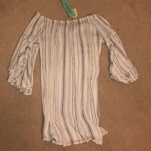 Flowy striped off the shoulder dress